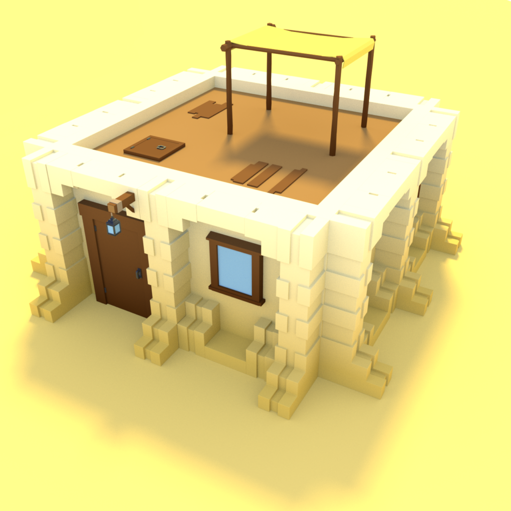 Première maison du désert Low-Poly réalisé à partir de mes différents assets.