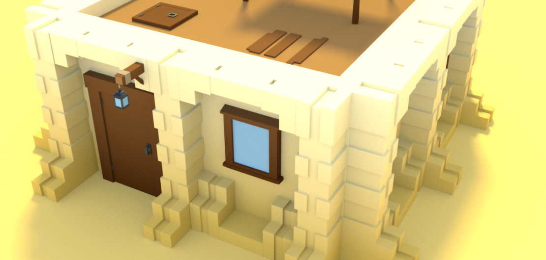 Première maison du désert Low-Poly réalisé à partir de mes différents assets.