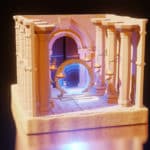 Modélisation 3D d'un Portail magique temple du désert.