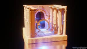 Modélisation 3D d'un Portail magique temple du désert.